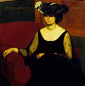 OSCAR GHIGLIA, "Ritratto della moglie Isa Morandini", 1902, olio su tela.
