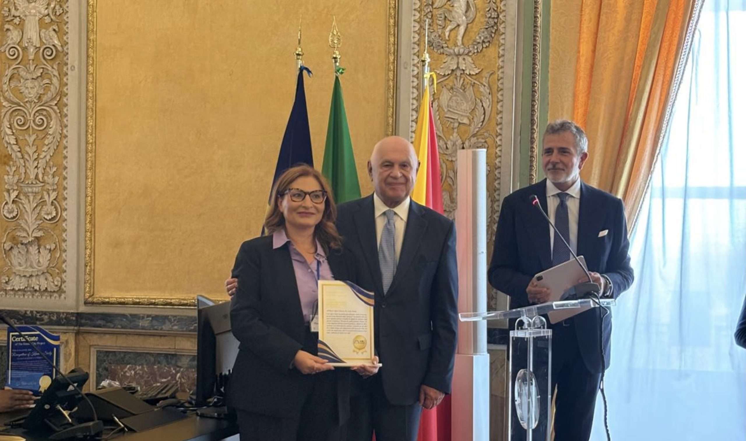 Palermo, “Natalia Re, presidente del Movimento Italiano per la Gentilezza, e Carlo Nordio, ministro della Giustizia- foto ufficio stampa - (#loredanacarena, #carena, #news)